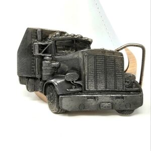 VINTAGE BIG RIG 3D PEWTER METAL BELT BUCKLE TRUCKER TRUCKING MADE IN USA MEN OS